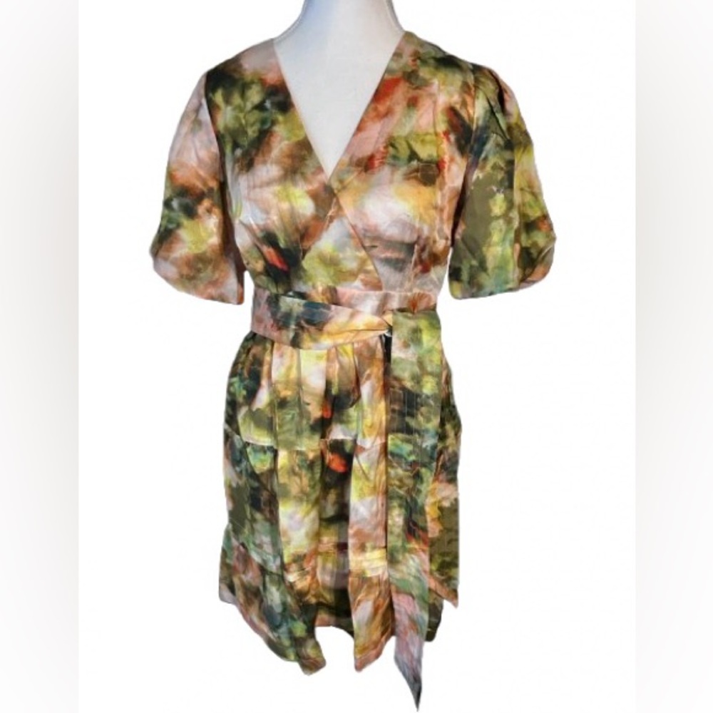 NWT Marie Oliver Callie Silk Cotton Dress Puffy Sleeves Designer Small XS Sz 4